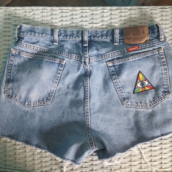 Wrangler Pants - Thrifted vintage Wrangler jeans rainbow eye patch